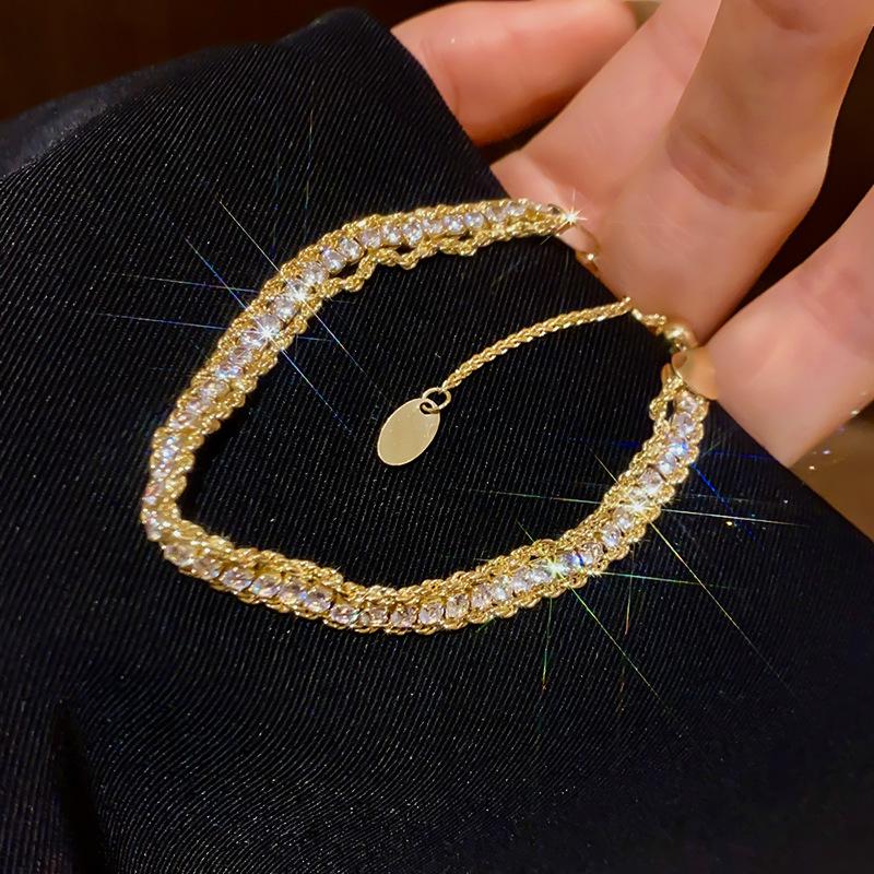Lux Rhinestone Wrap Bracelet - Korean Style, Trendy Fashion Bangle