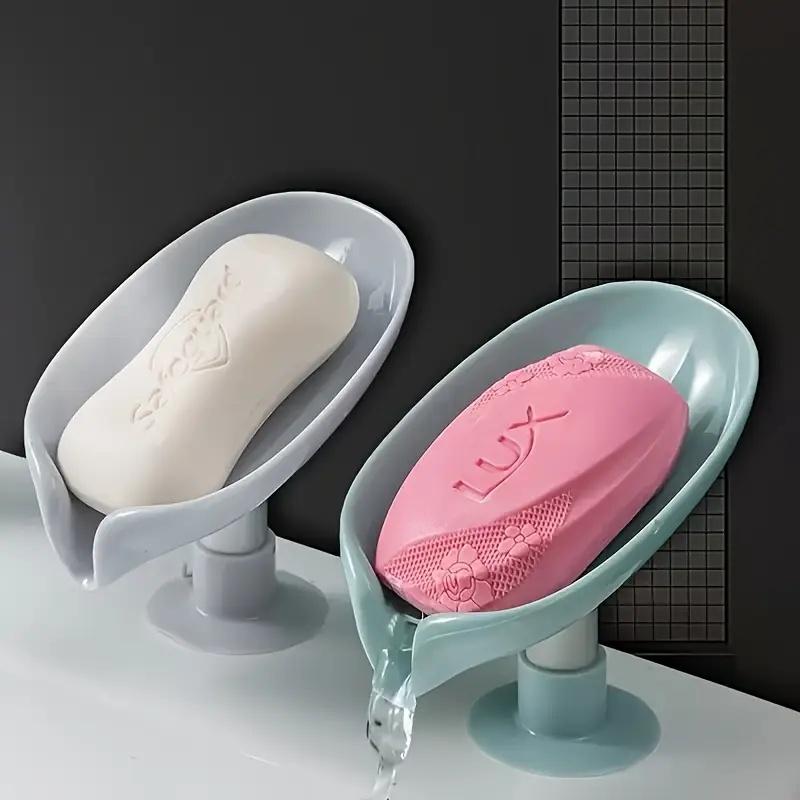 1/2pcs Leaf-shaped Soap Dish Drainage Rack Drill Bathroom Accessory with Suction Cups Non-Slip and Water Free Soap Tray Holder