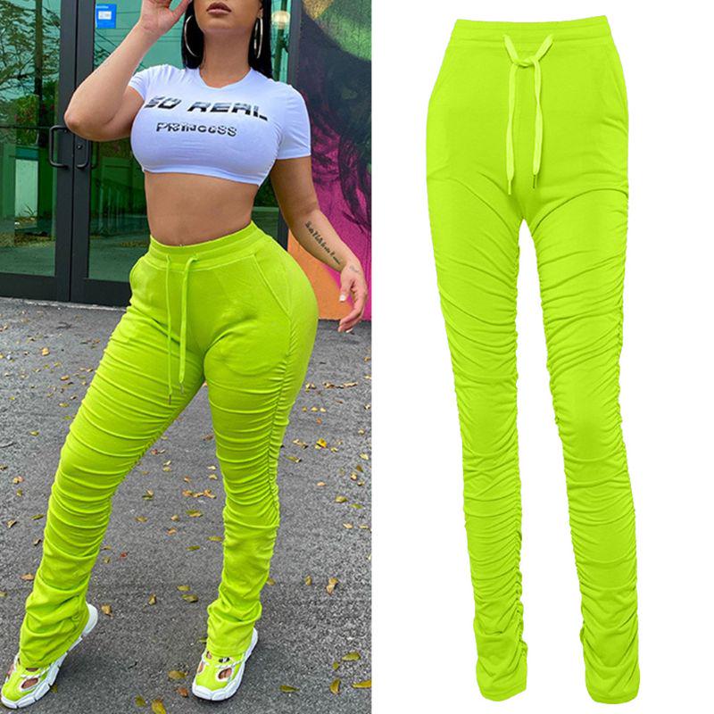 Buy Neon Solid Color Women High Waist 