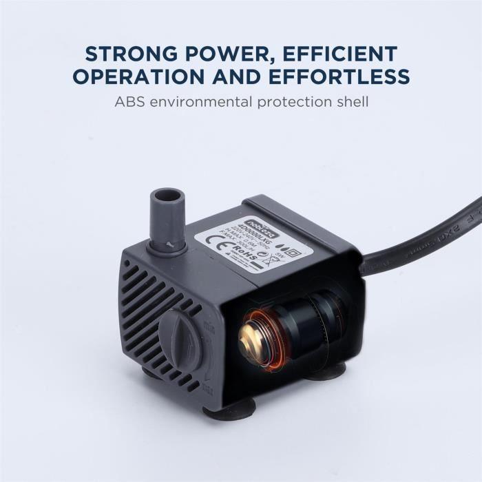 Nobleza - Pompe Submersible (5W, 300L/h) De Remplacement Pour Aquarium, Fontaine.. Avec Accessoires.