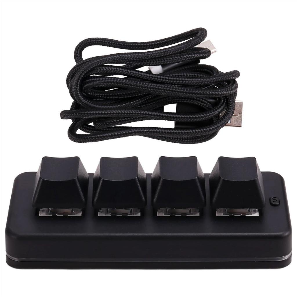 MK424BT 4-Key Mini Customized Keyboard with Mechanical Blue Switch Bluetooth+Usb Connection for Office Game Multimedia A