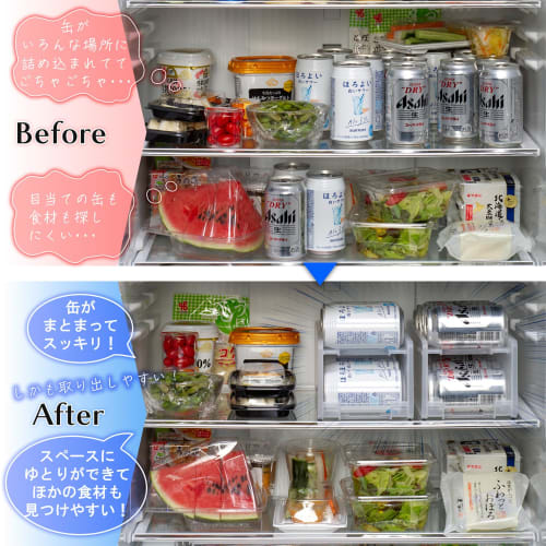 Inomata Chemical (Inomata-K) Rolling Can Stocker 350, Made In Japan, Holds 350mL Cans, Removes Cold Cans, Utilizes Internal Space, Product Code: 0383