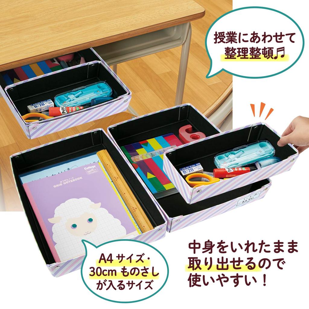 Plus School Box with Durable Paper School Purple x Dividers, Box, Pink, FL-196SF 79-904