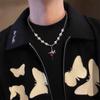 Pearl Heart Mango Star Pendant Necklace: Niche Design for Men & Women, Titanium Steel Clavicle Chain, Light Luxury Style