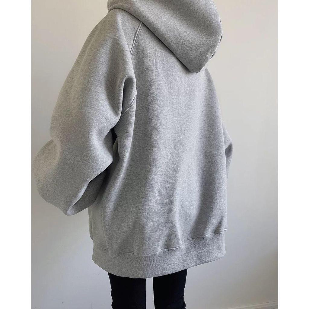 Women's 2022 Korean Style Loose Thin Plus Velvet Hooded Sweatshirt