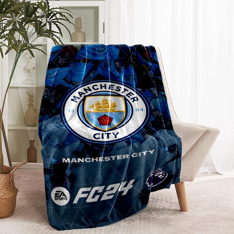 Manchester City FC Print Blanket - Soft & Comfortable, for Bedroom, Travel, Sofa, Home Decoration - Birthday Christmas Gift for Friend