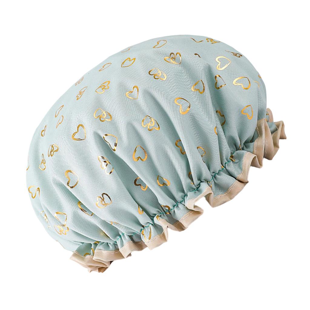 Doppelte Duschhaube Wasserdichte Haarhaube Heißgold bedruckte Terylen-Baumwolle Duschhaube Baden Frauen