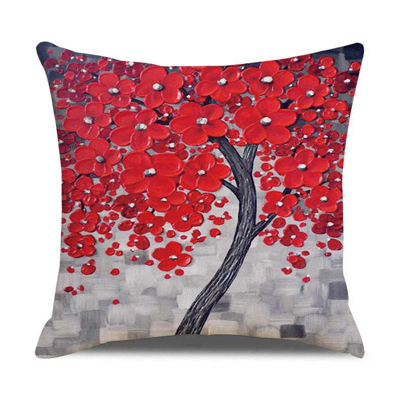 Nordic Home Furnishings Oil Painting Tree Pillow Cover Cartoon Pillow Linen Sofa Cushion Cover New Home Furnishing