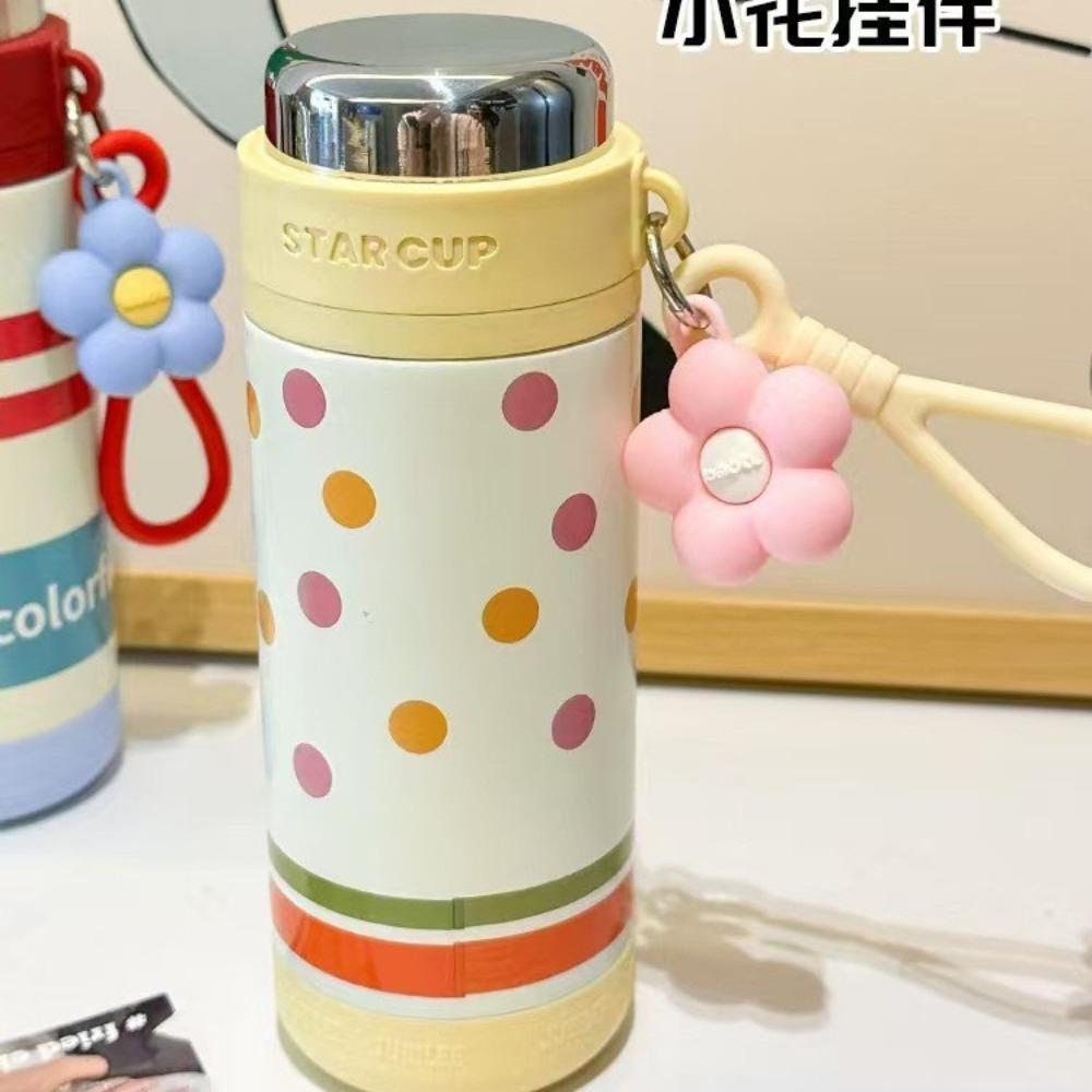 High Value 316 Stainless Steel Thermos Cup Student Portable Cup Girls Qingyi Thermos Cup Flower Rope Explosion