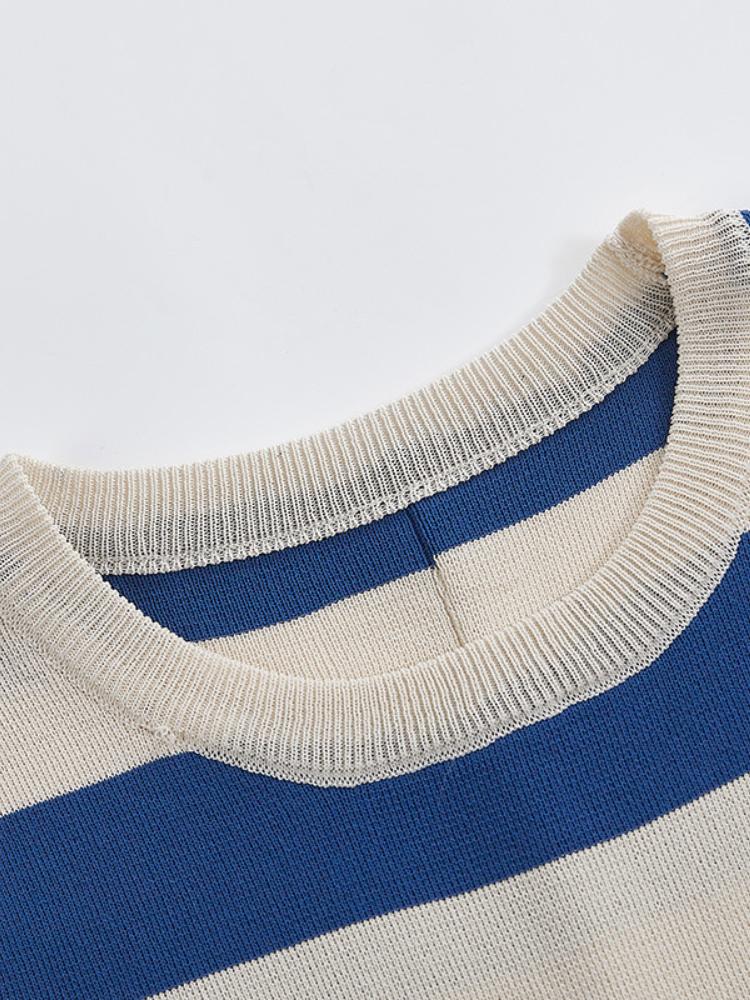 Sexy ribbestrikket tanktopp for kvinner Sommerstriper o-hals Ermeløse beskjæringsoverdeler Street Vintage koreansk moteskjortevest Y2K-klær