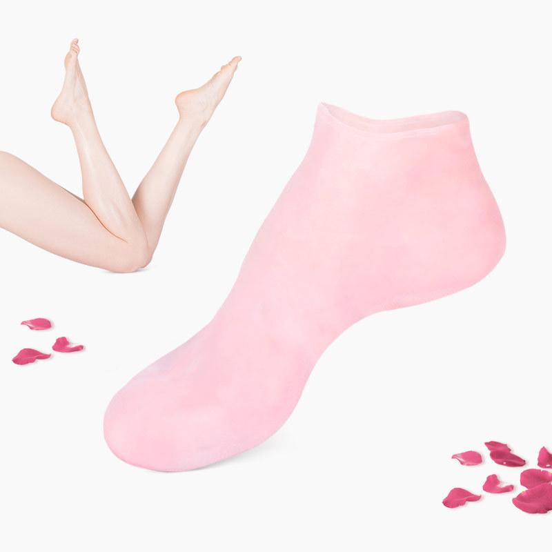1 par de calcetines hidratantes de silicona con gel exfoliante para talón, callos, piel agrietada y muerta, protector para aliviar el dolor y el cuidado de los pies.