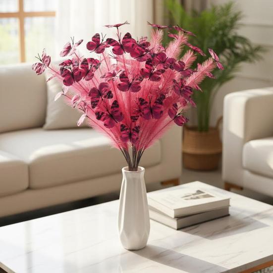 5PCS Artificial Flowers Bright Colors Lifelike Artificial Flowers Never Fade Reusable Fake Flowers for Home Living Room Bedroom