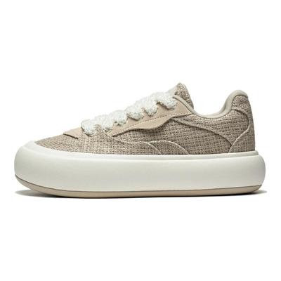 Li Ning Puff Platform Vielseitige Bequeme Rutschfeste Verschleißfeste Low-Top Freizeitschuhe Damen Freizeitschuhe Braun AZGT092-2