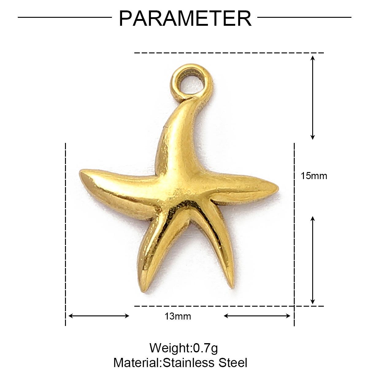 

Trendy Gold Color Stainless Steel Charm Starfish Shell Pendant DIY Making Necklace Bracelet Accessories Ocean Vacation Style