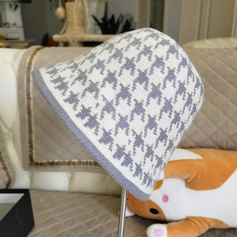 New Winter Hat Ins Wind Japanese Bucket Hats Korean Version Cute Knitted Hats Wool Bucket Hat For Women Mother Mum Gift