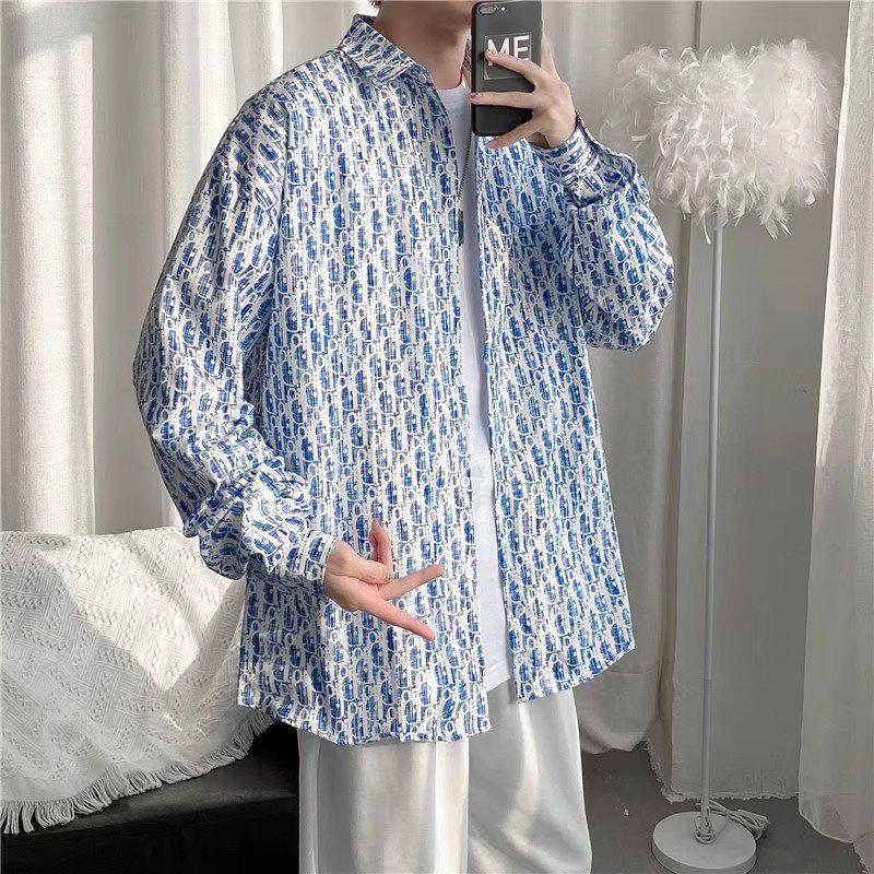 Herren Retro Gestreiftes Frühlings Langarmhemd, Hong Kong Stil Innenjacke