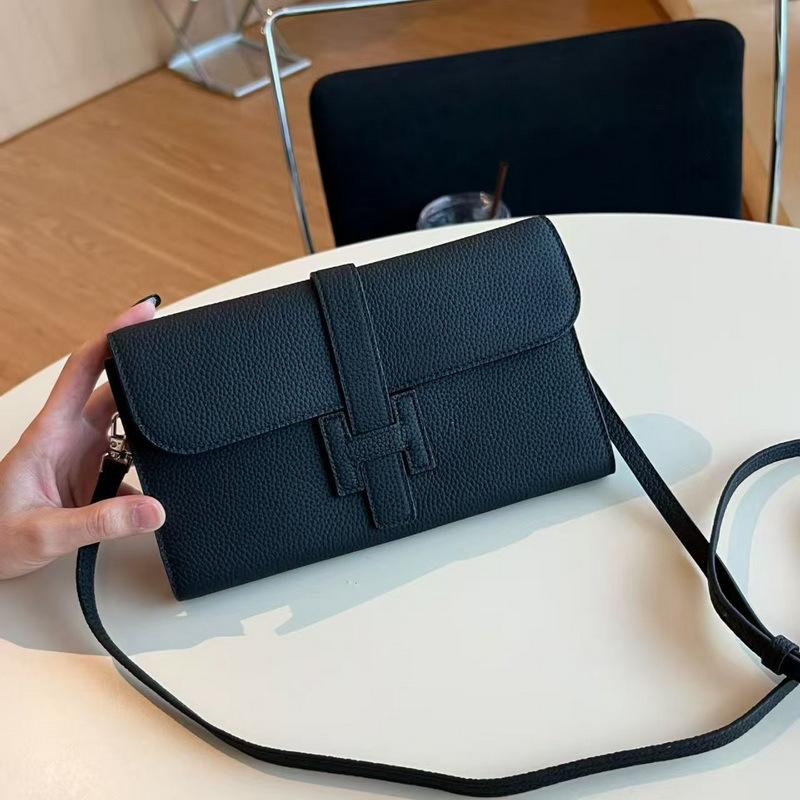 2025 New Leather I-buckle Long Three-fold Wallet First Layer Cowhide TOGO Leather Leather Wallet Cross-border Wholesale Trend