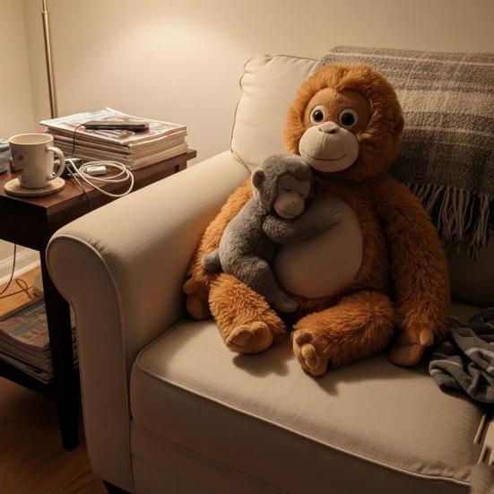 Monkey Plush Doll Soft Stuffed Animal Pillow Emotional Support Monkey Doll for Stress Relief And Comfort Machine Washable Home Decor Gift