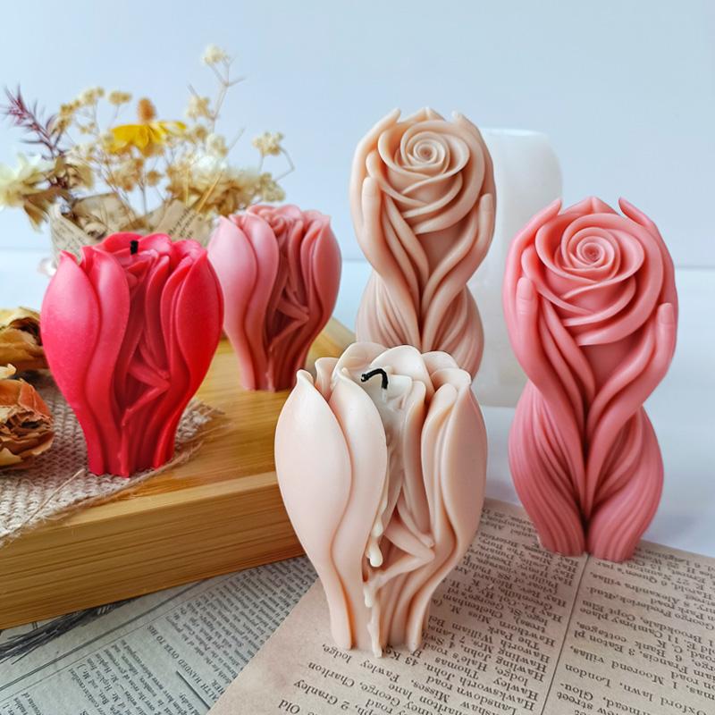 3D Creative Human Body Rose Flower Silicone Mold DIY Flowers Aroma Candle Resin Mould Home Decoration Crafts Making Molds