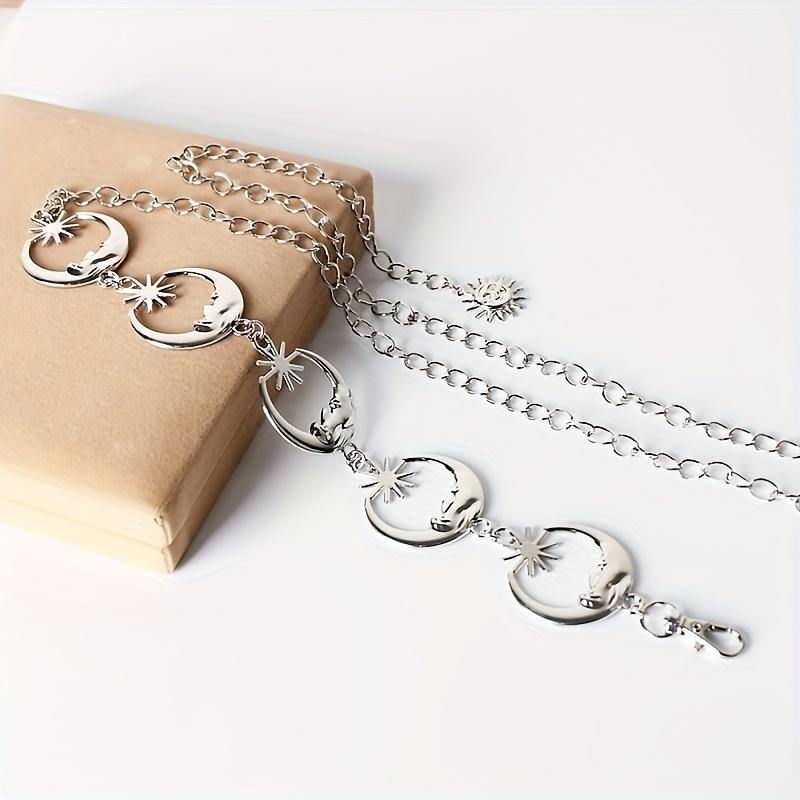 Stylish Women's Punk Moon & Sun Waist Chain Belt - Elegant Boho Alloy Body Jewelry with Crescent Moon & Star Charms, Perfect for Parties, Vacations &