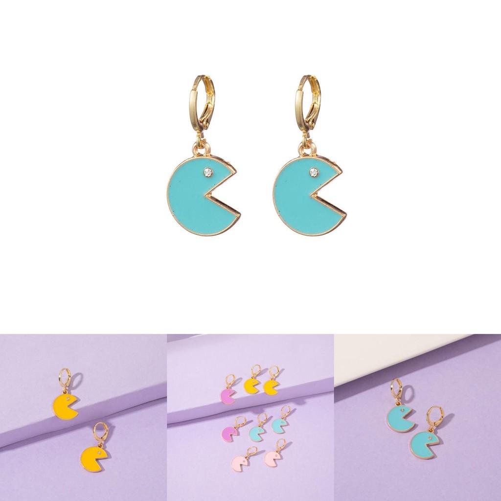 Stylish Plated Smiley Face Earrings Colorful Cute Cartoon Jewelry For Ladies