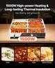 Commercial Food Warmer, 1500W Electric Stainless Steel Steam Food Warming with Lid, 6-Pan Fast Heating Countertop Buffet Bain Marie with Power Cord,