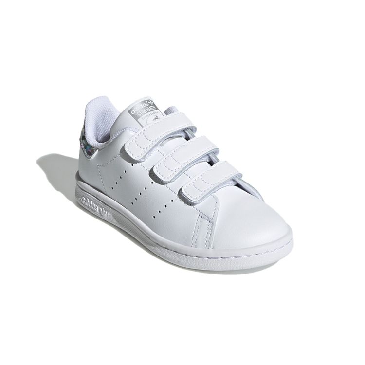 Adidas Originals Stan Smith Velcro Casual Low-Top Kids Sneakers Kids Sneakers White Silver EE8484