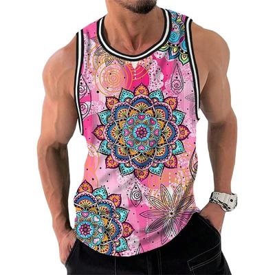 Summer Round Neck 3D Retro Ethnic Graphic Printed Top Fashionable Casual Sleeveless Vest Men's T-shirts