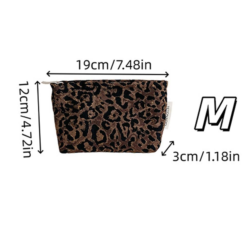 New Polyester Canvas Clutch Bag Large Capacity Zipper Closure Makeup Bag Leopard Print Portable Cosmetic Storage Pouch Women Use