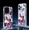 Rosa Schmetterling Magnetische Handyhülle für iPhone 15/16/17 Pro Max - Vollständige Abdeckung, Transparenter Schutz