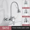 ELLEN Wall Mount Kitchen Sink Faucet Hot Cold Sink Water Mixer Tap 2 Holes Black Faucets 360 Degree Swivel ELK5400