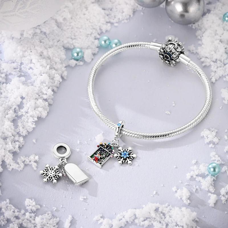 Charms Platachristmas Rentier Schneeflocke Perlen Passend für Originalarmbänder Charms Für Frauen Schmuck DIY Herstellung Geschenke