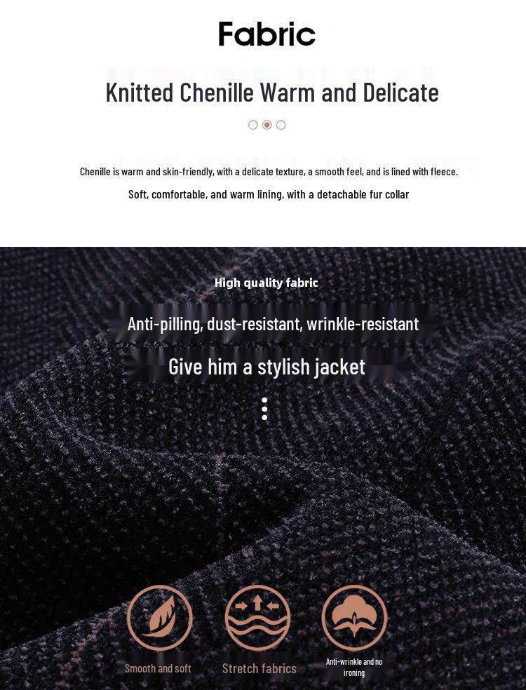 Men's Woolen Winter Coat with Fleece Lining and Thick Insulation - Ideal for Middle-aged and Elderly.