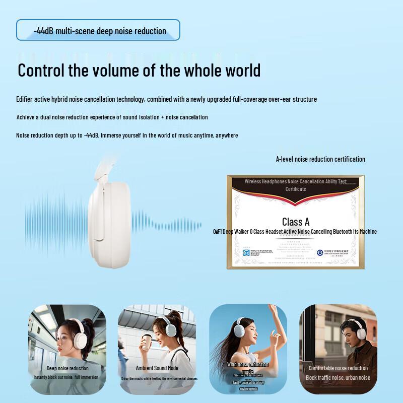 Edifier W800BT Free Active Noise Cancelling Bluetooth Headphones