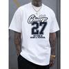 European Size Men's New Fashionable  Slogan No. 27 Letter Print Casual Short-Sleeve Shirt, Cool, Stylish, Versatile, and Comfortable Summer