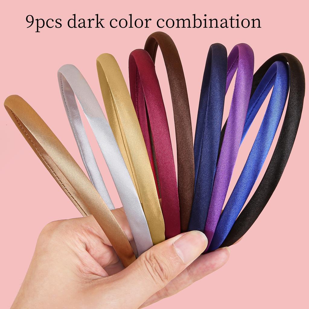 9/27pcs Plastic Satin Headbands Girls Hairbands Fashion Women Non-slip Headband Children Kids DIY Handmade Hair Accessories