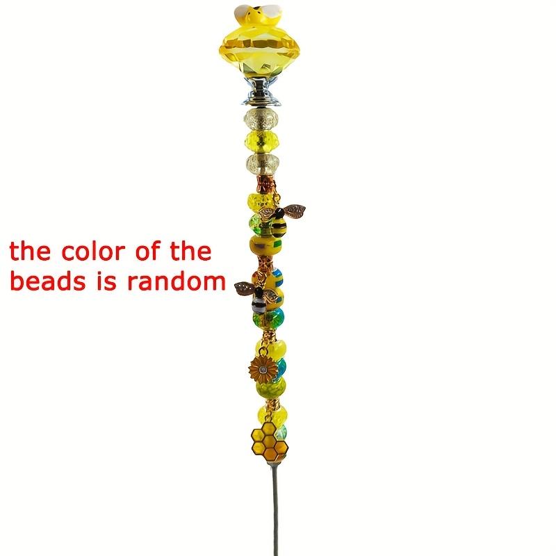 

WTEMPO Creative Bee Light Catcher DIY Garden Metal Stake Garden Beaded Wand Decorations Saving Bee Tools Garden Potted Plant Soil Ground Inserts 1set жовтий