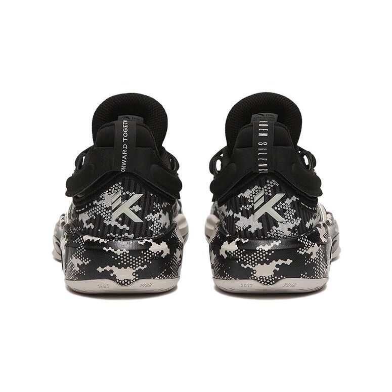 Anta Youth  Childrens Non-Slip Shock Absorbing Wear-Resistant Breathable Low-Top Basketball Shoes Kids Basketball Shoes Black Gold 312241130-1