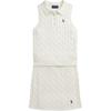 Polo Kids  Dress Set Sleeveless Polo Collar Embroidered Button Placket Cable Knit Cotton Kids Dress Set 313A11239-002
