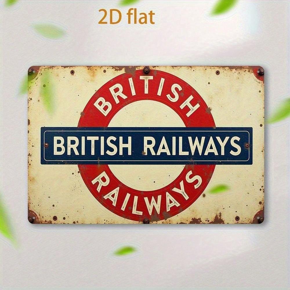Vintage British Railway Train Tin Sign Metal Wall Art 8x12 Inch Rustic Pub Bar Decor
