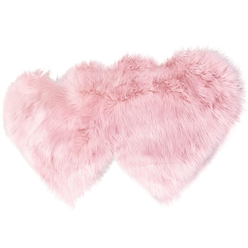 

Double Heart Shape Faux Fluffys Sheepskin Rugs Floor Carpets Fluffys Soft Fuzzy Area Rugs Throw Bedside Rugs Living Room Mats S
