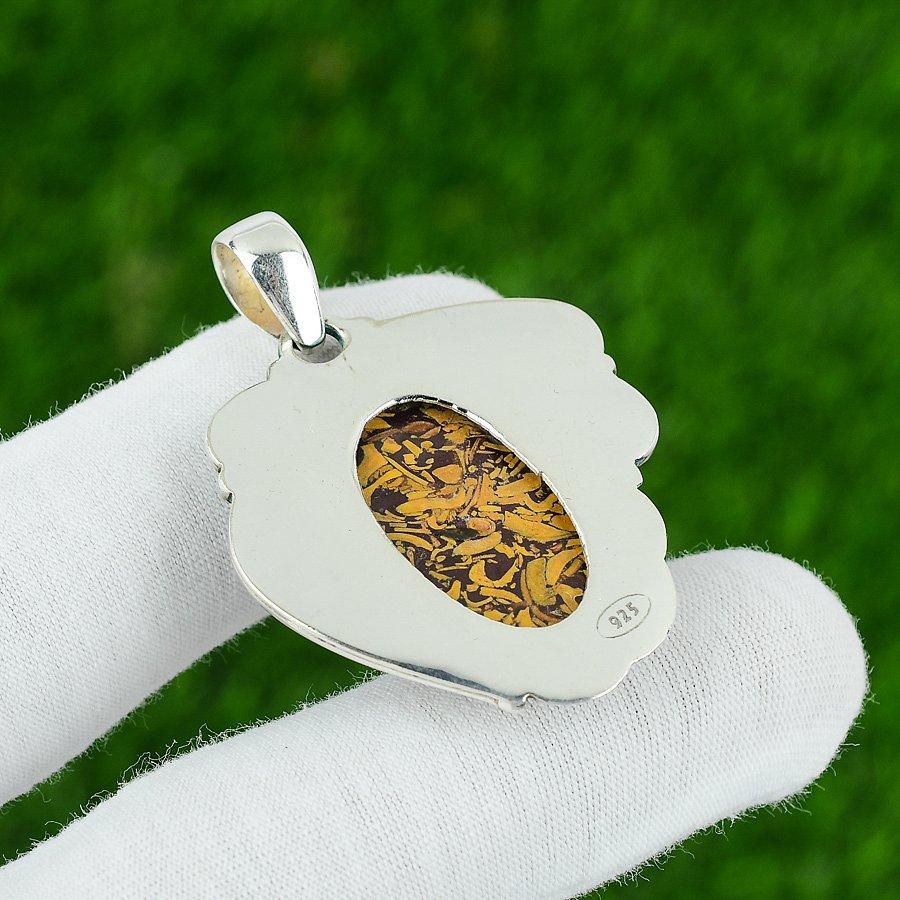 Pendentif en Pierre Gemme Jaspe Mariam Naturel Argent Sterling 925 Bijoux Indiens