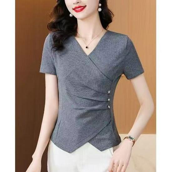 Chic Irregular Slimming Short-Sleeved Summer Top for Women