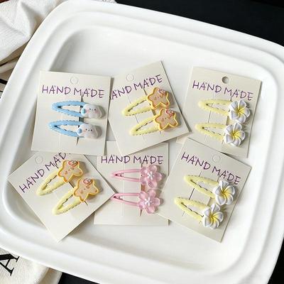 Conjunto Adorável de Presilhas de Cabelo de Desenho Animado: Franja e Presilhas Laterais Versáteis, Doces e Descoladas para Meninas