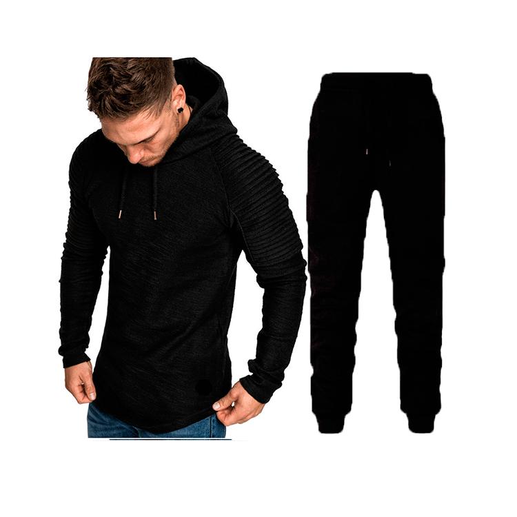 2-teiliger Trainingsanzug für Herren, modisches Laufset, Sweatshirt + Jogginghose, mit Kapuze, Sportbekleidung, Reißverschluss, Hoodies, lässige Herrenbekleidung