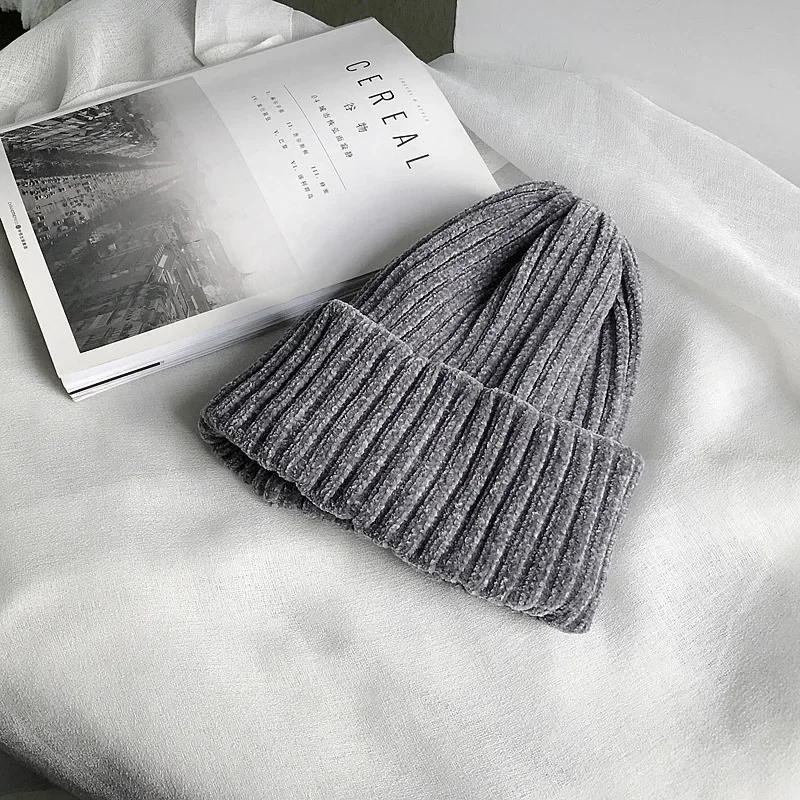 Autumn Winter Fashion Classic Beanie Hats Women Thicker Fur Pom Ball Knitted Cap Girls Fleece-lined Warm Pullover Skullies