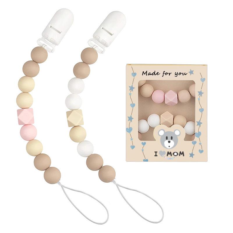 Silicone Pacifier Clips For Baby Boys And Girls One-Piece Beads -Free Holders, Teething Baby Necessities