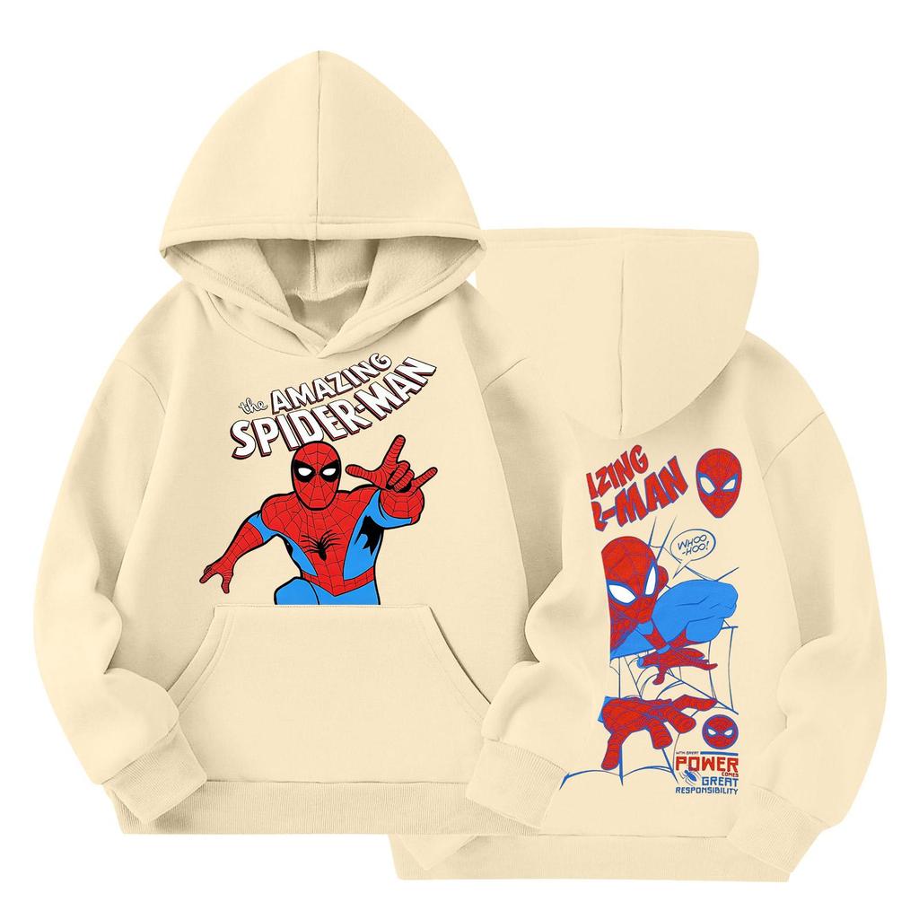 Kids Loose Fit Long Sleeve -Lined Pullover Hoodie with Graphic Print