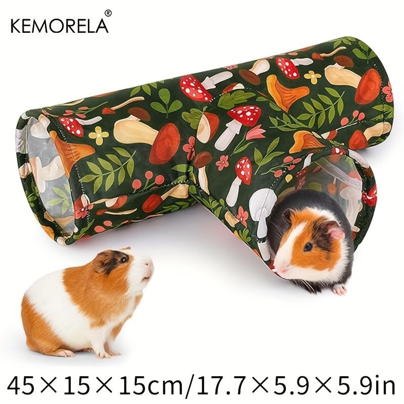 

KEMORELA 3-Way Foldable Guinea Pig Tunnel - Washable Hideout for Rabbits Hamsters & Small Pets with Mushroom Design зелений