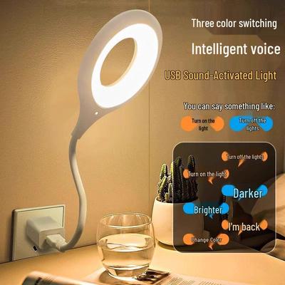 2025 USB Sound-Activated Smart Night Light Bulb: Voice Control Table Lamp for Bedroom